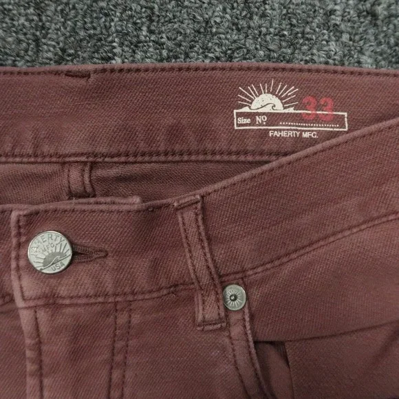 Faherty Pants Men 33x28 Red Stretch Terry 5 Pocket Chino Trousers